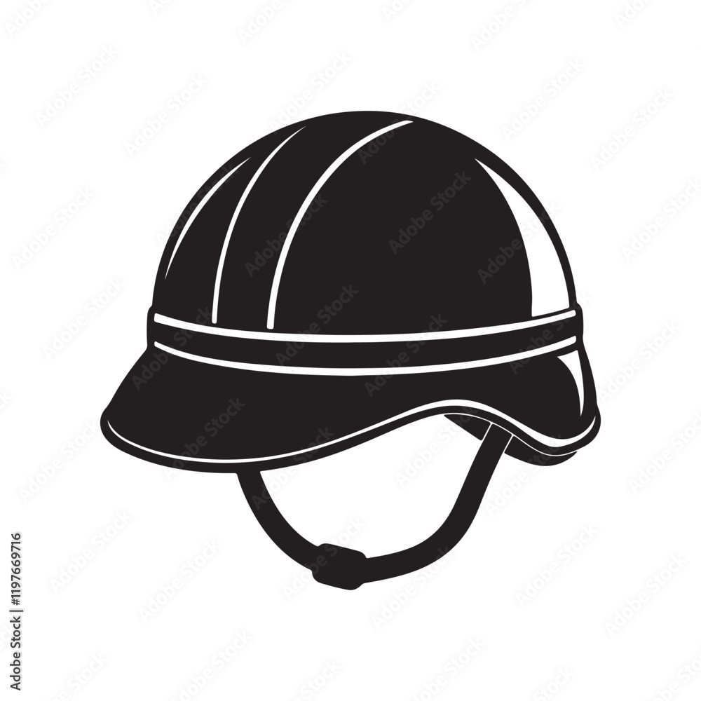 Fototapeta premium military helmet silhouette, black and white silhouette, vector and illustration