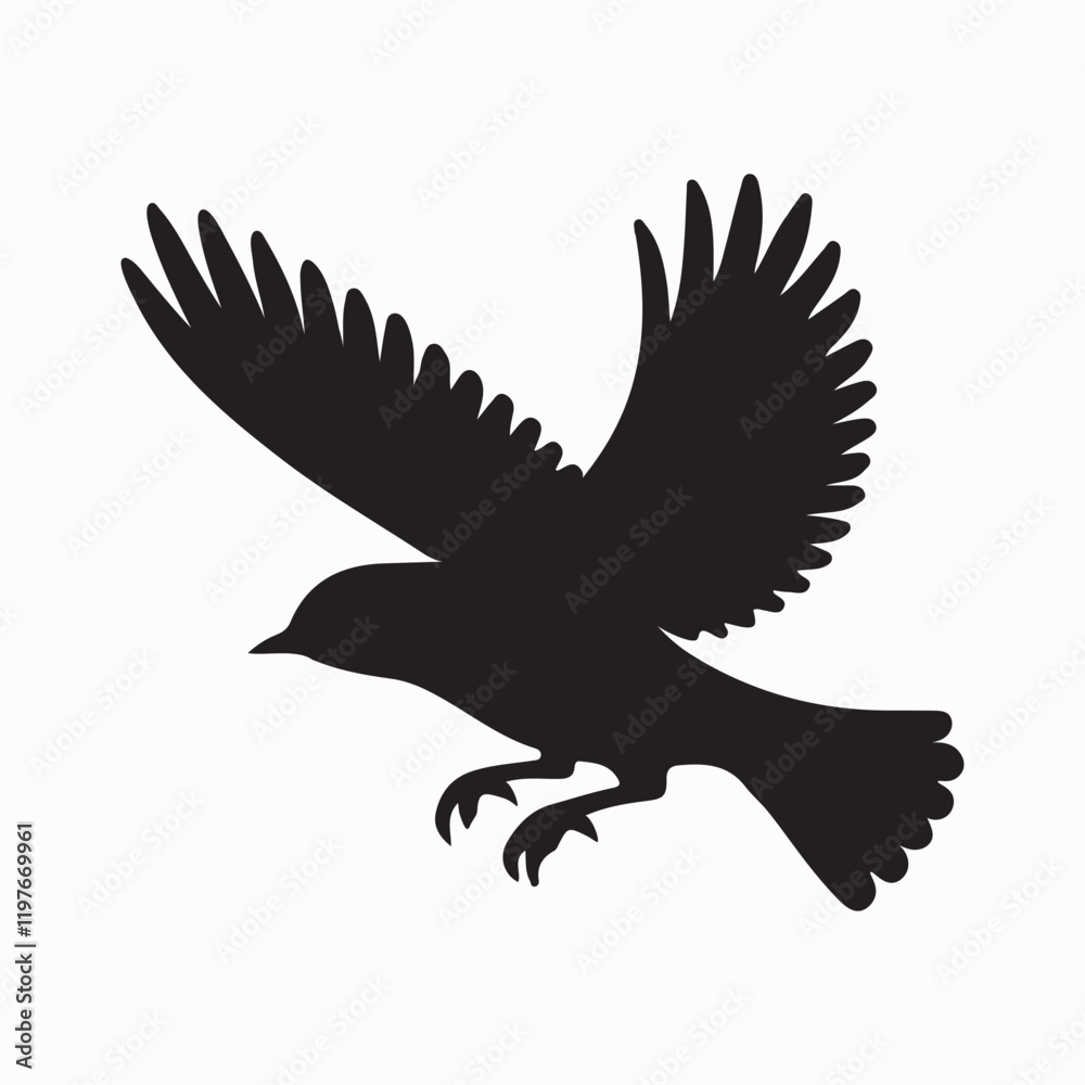 Fototapeta premium Bird Silhouette with Detailed Plumage Pattern