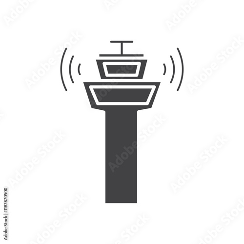 Control Tower icon Symbol mark in filled style