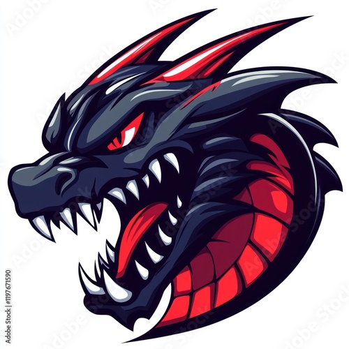 Wallpaper Mural Stylized dragon head with red accents, used for gaming icon or mascot Torontodigital.ca