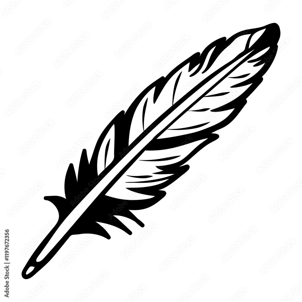 Obraz premium A sketchy icon of a black feather