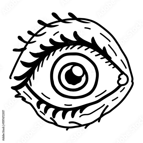 A hand drawn icon of cyclops eye