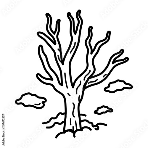 Ghostly tree icon in hand drawn style