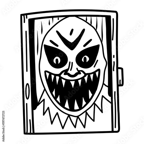 A hand drawn icon of a scary mask