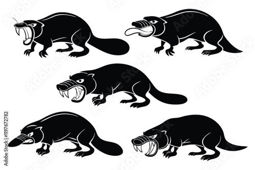 platypus animals angry style illustration bundle