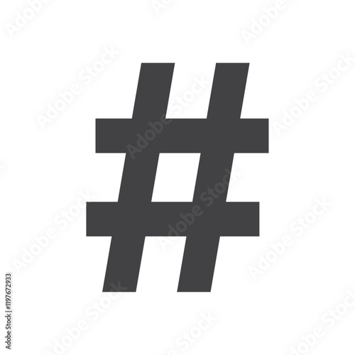 Hashtag icon Symbol mark in filled style