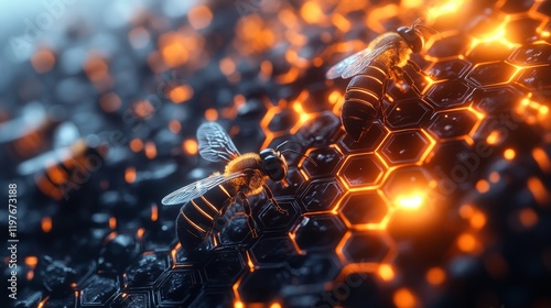 Innovative honeycomb structure showcases advanced design and technology. Generative AI