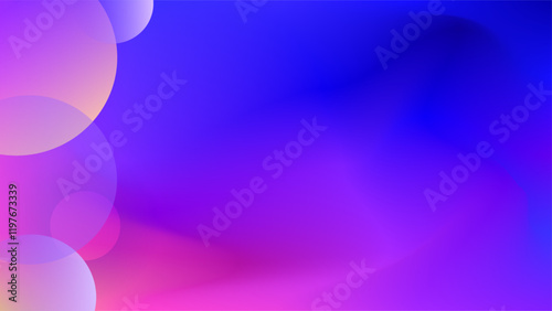 Fading colorful circles over twilight colors mesh gradient background