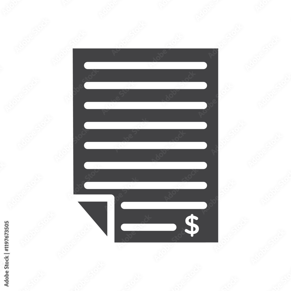Invoice icon Symbol mark in filled style