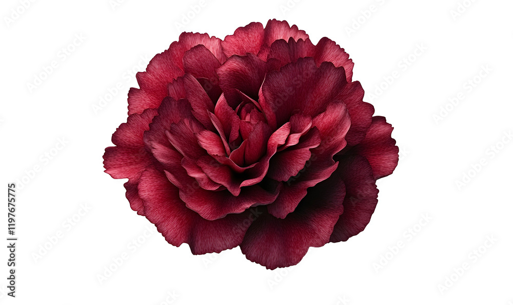 Dark red carnation blossom, close-up, black background, floral design Dark red carnation blossom, close-up, black background, floral design