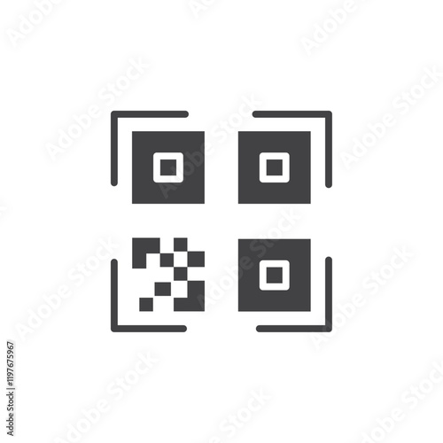 QR code icon Symbol mark in filled style