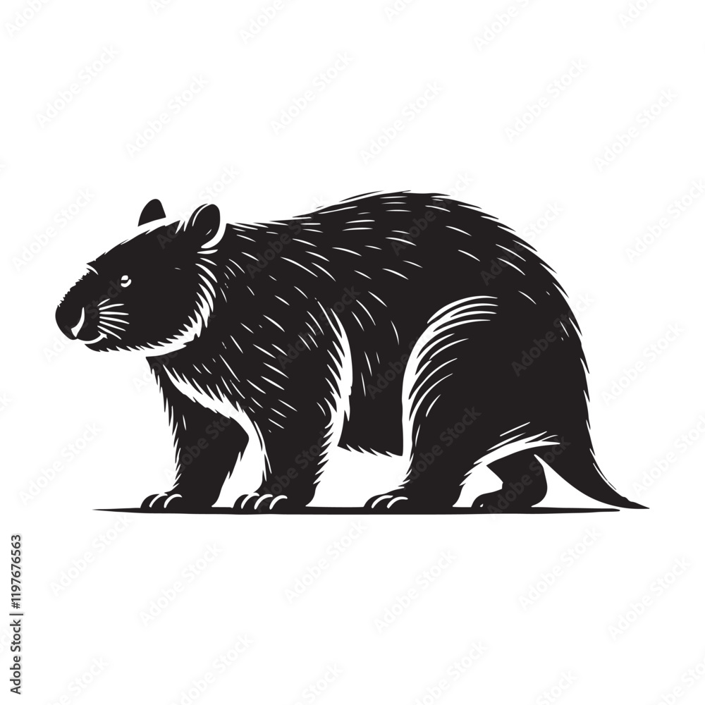 Obraz premium Creative wombat silhouette for versatile digital uses - Wombat illustration - minimallest wombat vector 