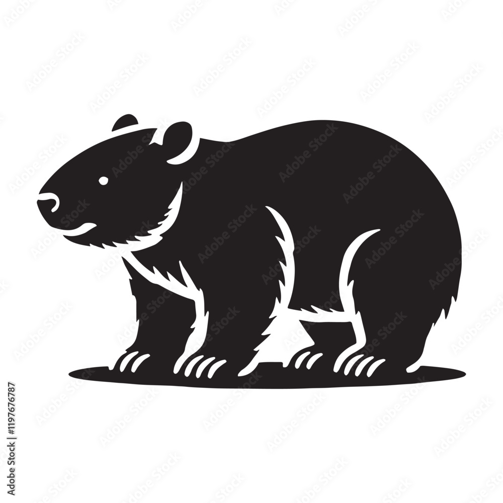 Obraz premium Minimalistic wombat silhouette for modern creative purposes - Wombat illustration - minimallest wombat vector 