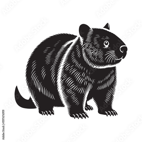 Detailed wombat silhouette for unique digital designs - Wombat black vector
