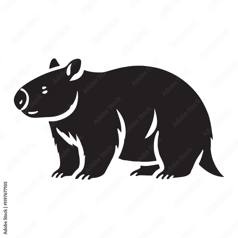 Obraz premium Charming wombat silhouette for artistic print designs - Wombat black vector 