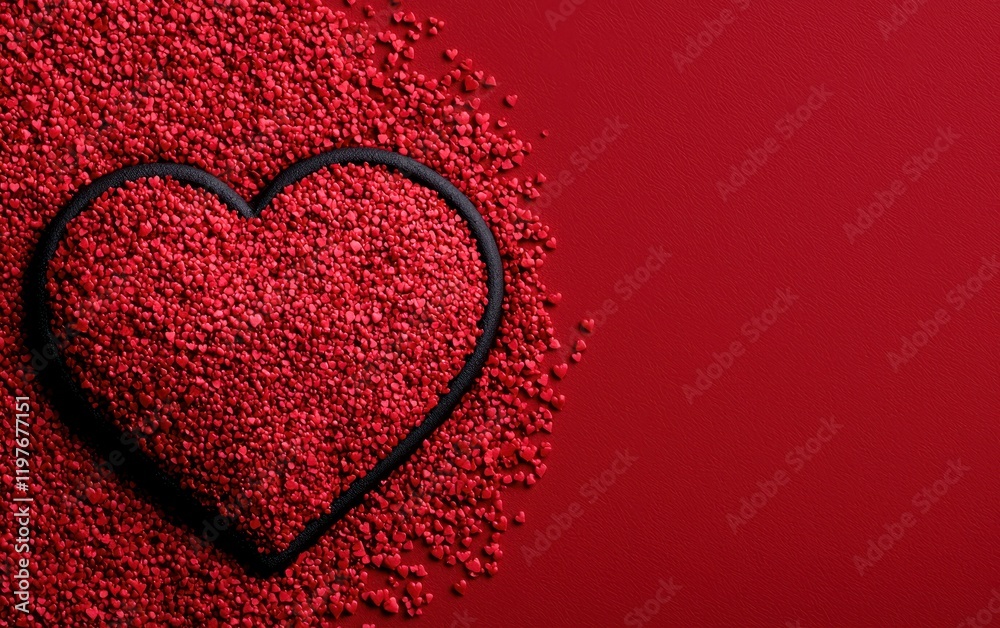 A vibrant heart-shaped formation crafted from red crushed gravel, radiating love and warmth, perfect for celebrating Valentine's Day's spirit. A vibrant heart-shaped formation crafted from red crushed gravel, radiating love and warmth, perfect for celebrating Valentine's Day's spirit.