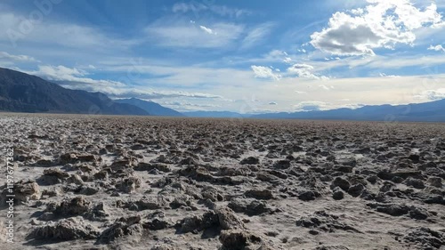 Low angle view of the Devil’s Golf Course in Death Valley National Park