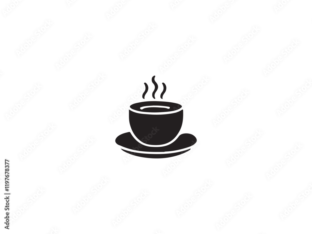 Simple Silhouette of a Coffee Cup and Saucer Simple Silhouette of a Coffee Cup and Saucer