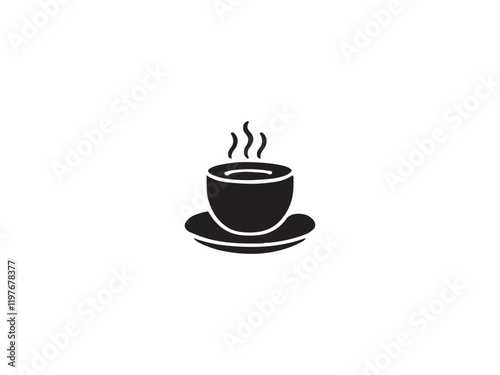 Simple Silhouette of a Coffee Cup and Saucer