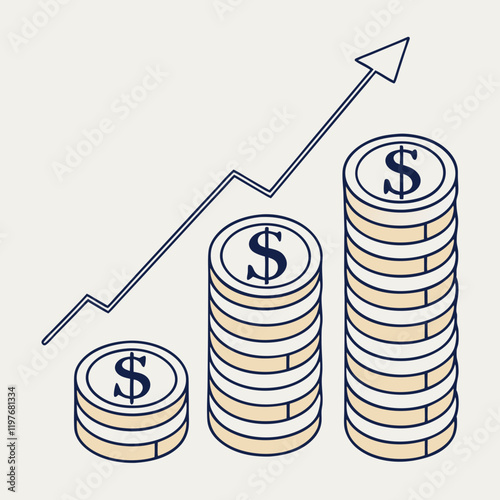 Minimalist coin stacks symbolizing startup investments