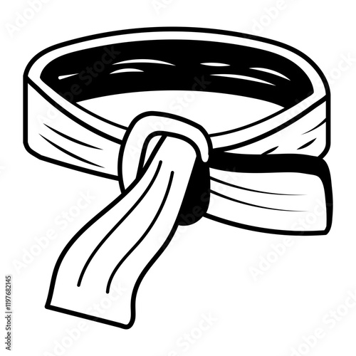 Taekwondo belt icon in doodle style