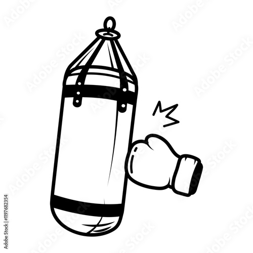 A hand drawn icon of boxing bag