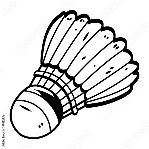 Badminton shuttlecock icon in doodle style