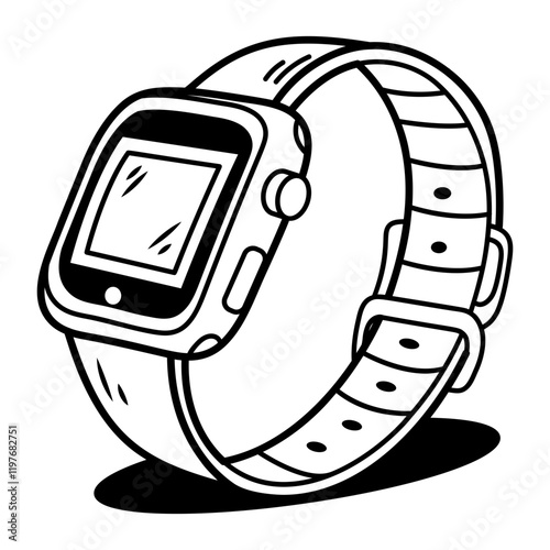 Fitness tracker watch icon in sketchy style