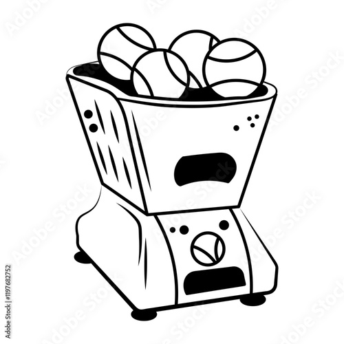 Ball machine icon in hand drawn style