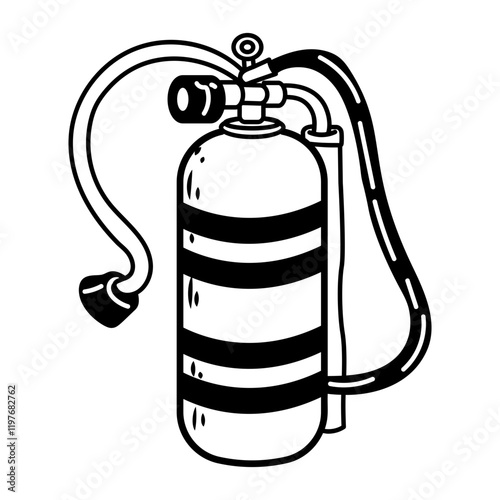 Scuba tank icon in hand drawn style