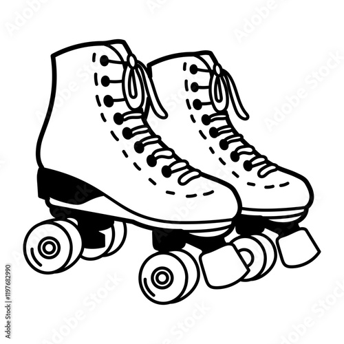 Roller skates icon in hand drawn style