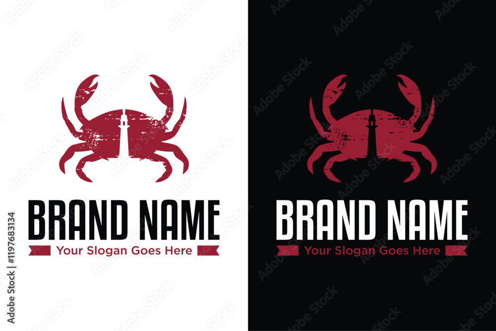 simple rustic crab with lighthouse illustrator vector logo design simple rustic crab with lighthouse illustrator vector logo design