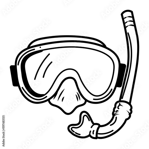 Snorkel mask icon in hand drawn style