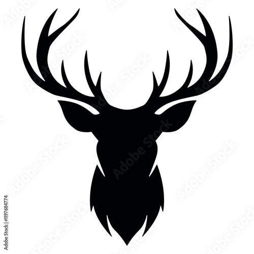 The deer head silhouette. head black silhouette vector. deer antlers with head the head.