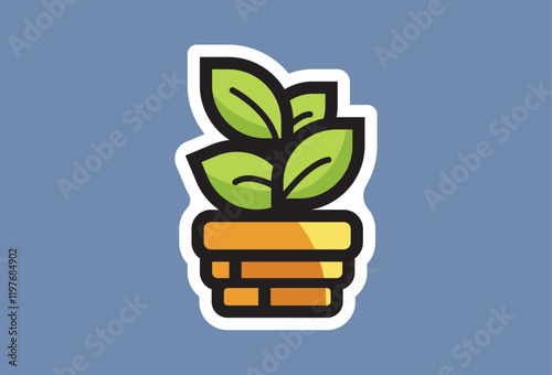 flower sticker cute icon An eco friendly illustration of a hand holding a green plant symbolizing growth and nature