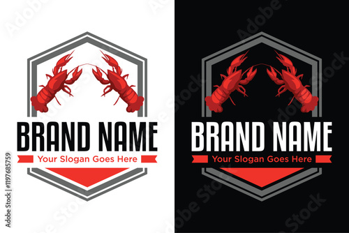 simple bdage emblem lobsters illustrator vector logo design photo