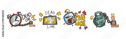 Deadline and Working Time Sticker and Label Vector Set