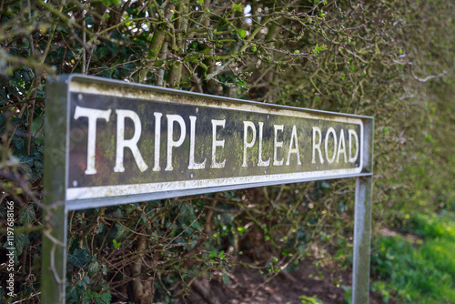 фотографія triple plea road sign
