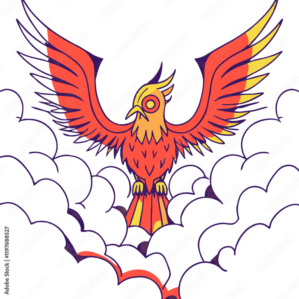 Obraz premium Stunning fantasy phoenix bird rising from flames, perfect for digital art and design projects
