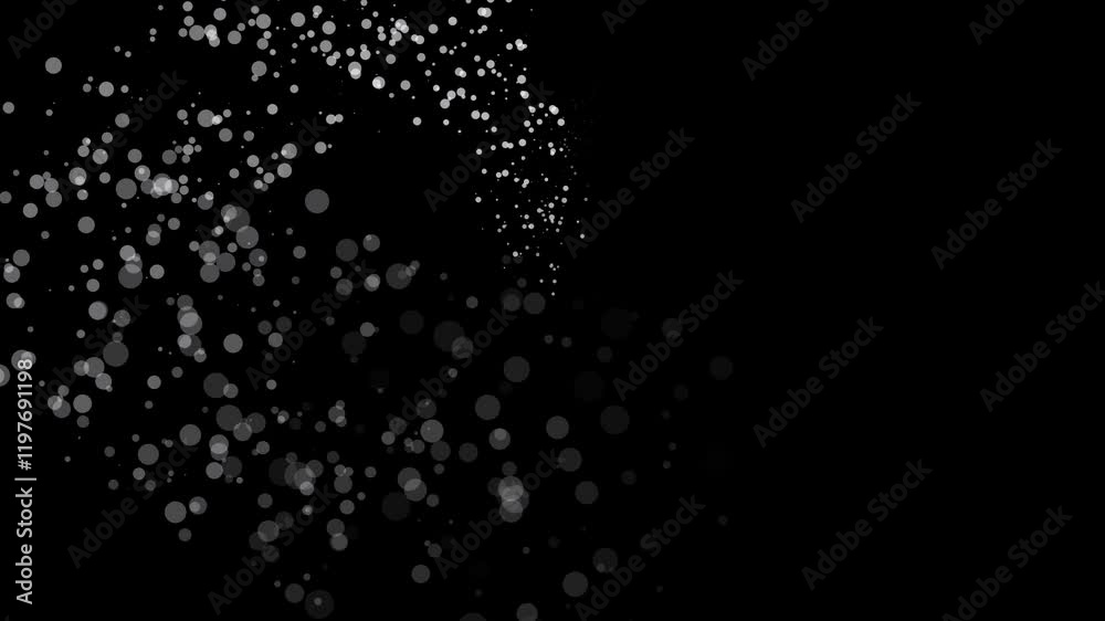 White bokeh particles animation heart shape black background White bokeh particles animation heart shape black background