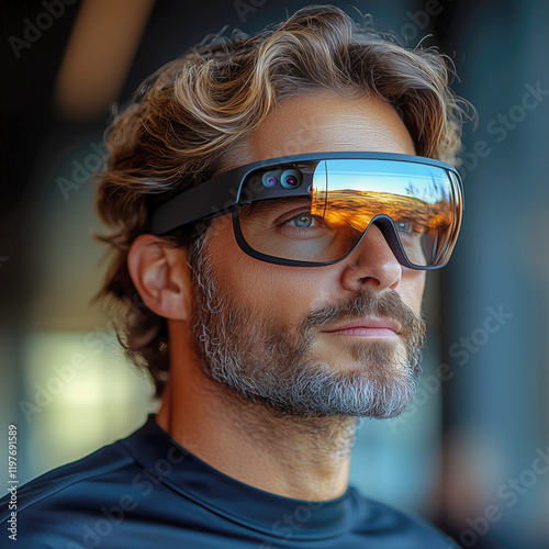 Augmented Perspective: A Professional with Smart AR Glasses for Enhanced Vision and Digital Integration in Modern Environments