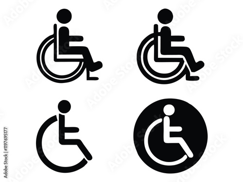 Minimal Disabled Icons silhouette vector