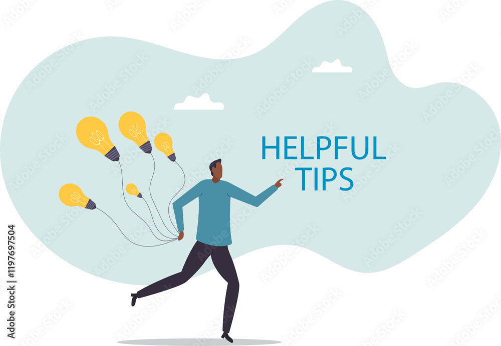 Helpful tips for business, useful ideas or smart trick to success, advice or suggestion information for improvement .business concept.flat character. Helpful tips for business, useful ideas or smart trick to success, advice or suggestion information for improvement .business concept.flat character.