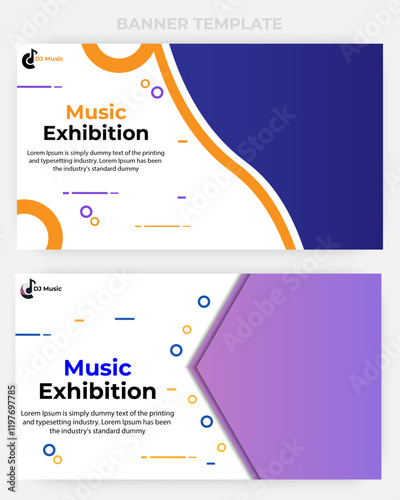 Gradient colorful music exhibition banners horizontal