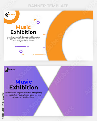 Gradient colorful music exhibition banners horizontal