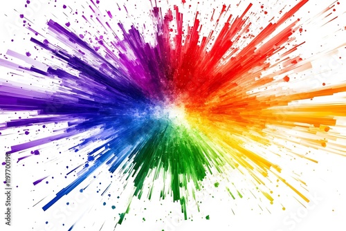 
rainbow colored stripes explosion isolated on white or transparent png


 photo