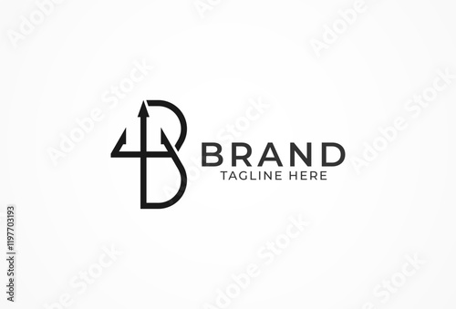 Trident Logo, Letter B with trident combination, suitable for brand and company logo design