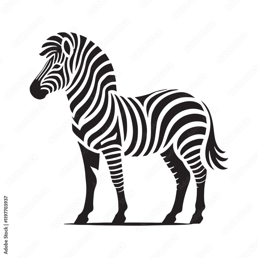 Obraz premium Simplified zebra silhouette for versatile creative purposes - Zebra black vector 