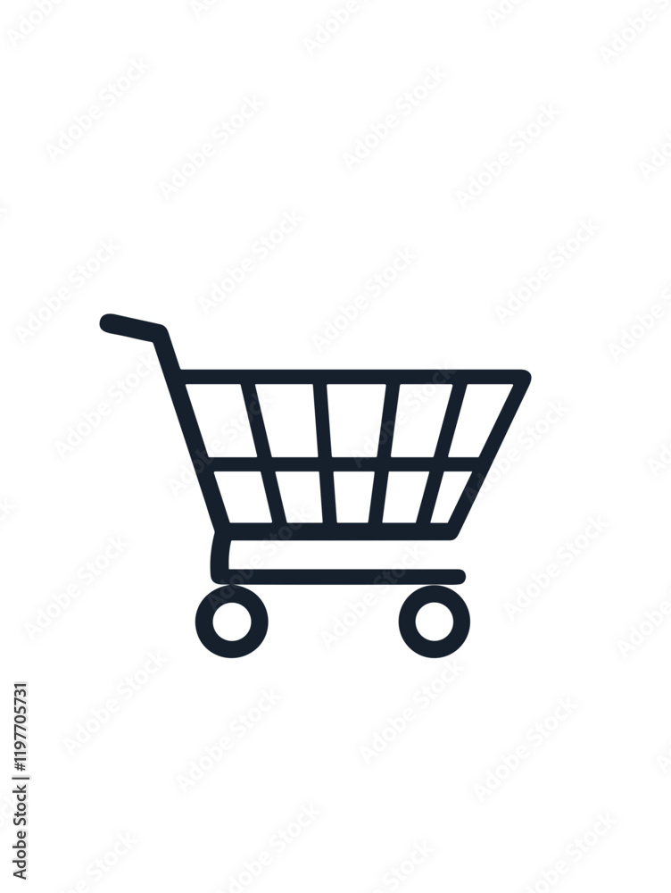Outline of a shopping cart representing retail and consumerism Outline of a shopping cart representing retail and consumerism