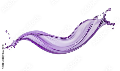 Purple liquid splash swirl, isolated, background, advertising